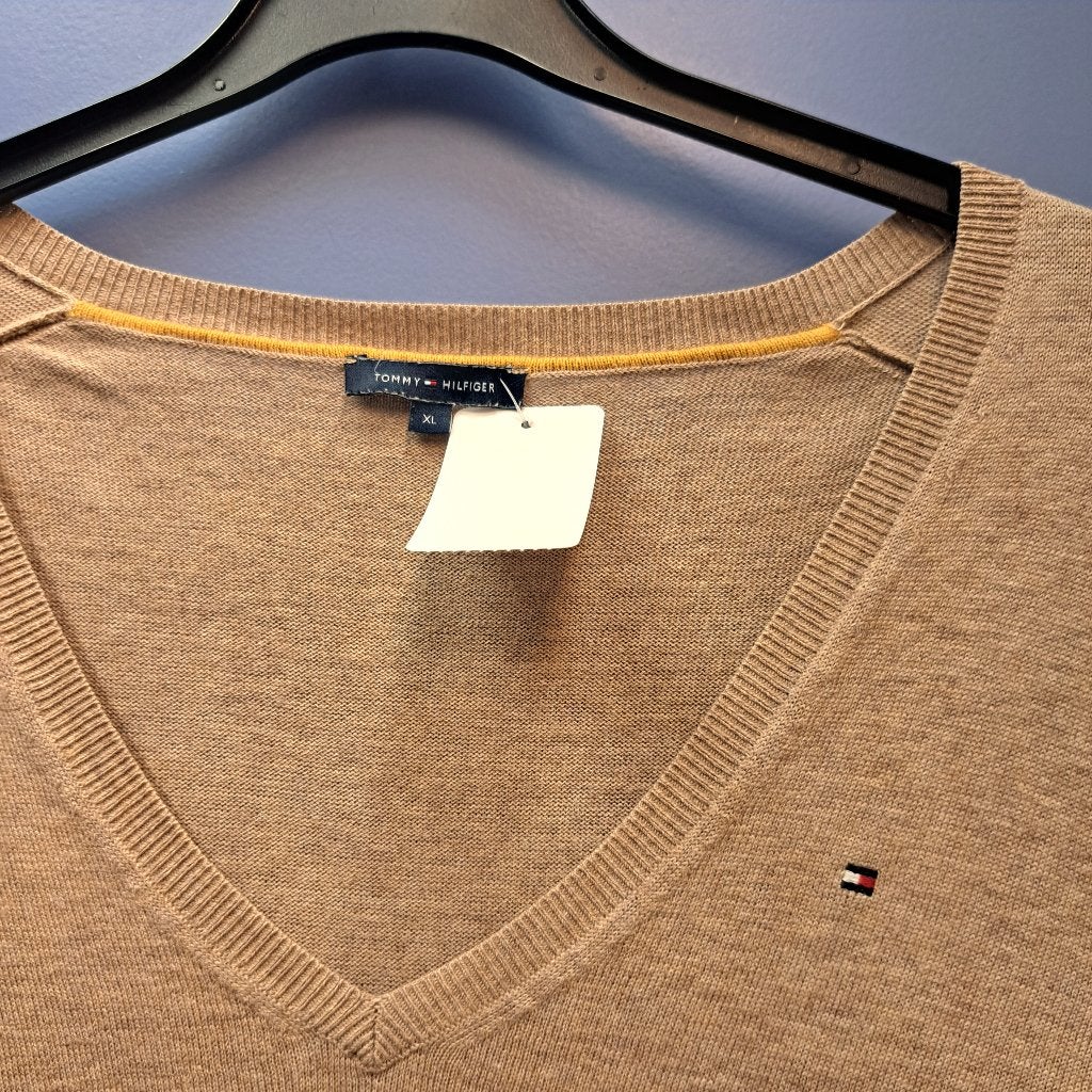 Tommy Hiliger nette beige (dunne) trui vhals mt XL nr 47357, ., Beige, Maat 46/48 (XL) of groter, Ophalen of Verzenden