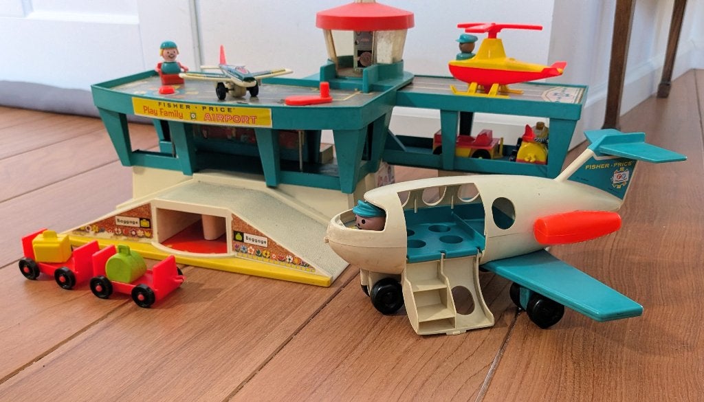 Vintage Fisher Price vliegveld jaren 80, Ophalen of Verzenden, Gebruikt