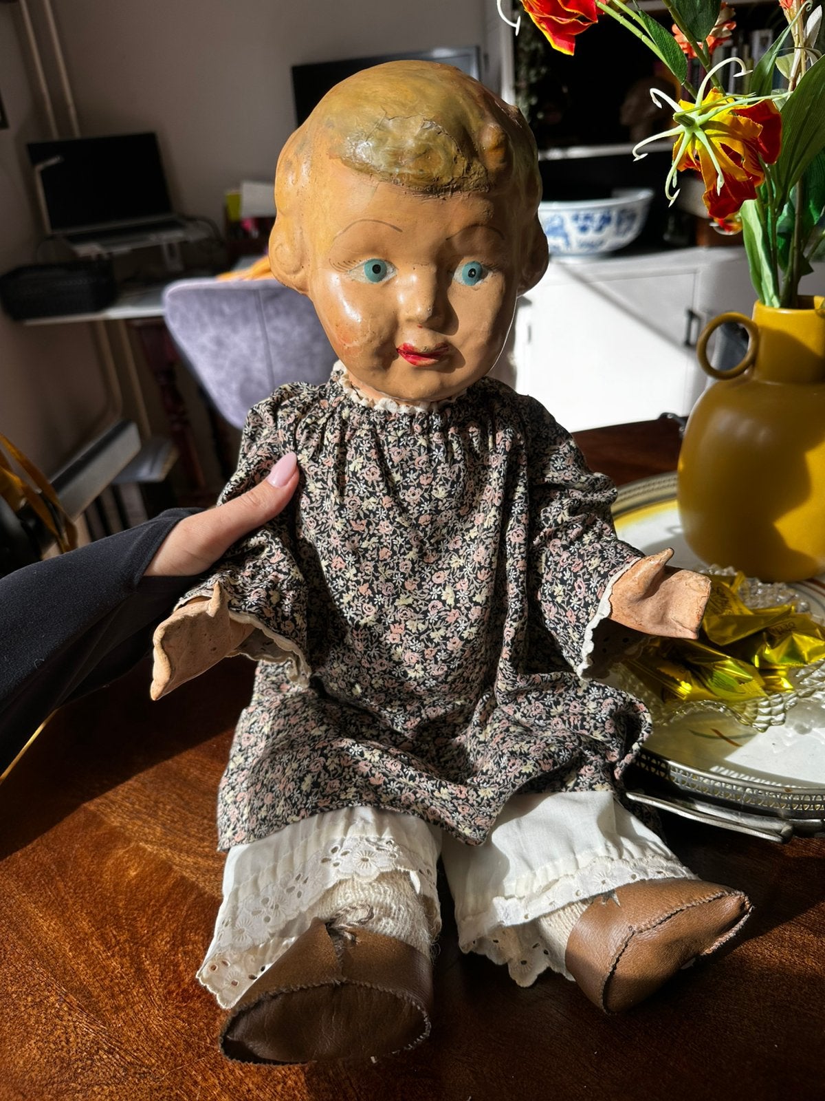 Antieke compositie pop / Mama Doll ca. 1930-1940, Ophalen of Verzenden