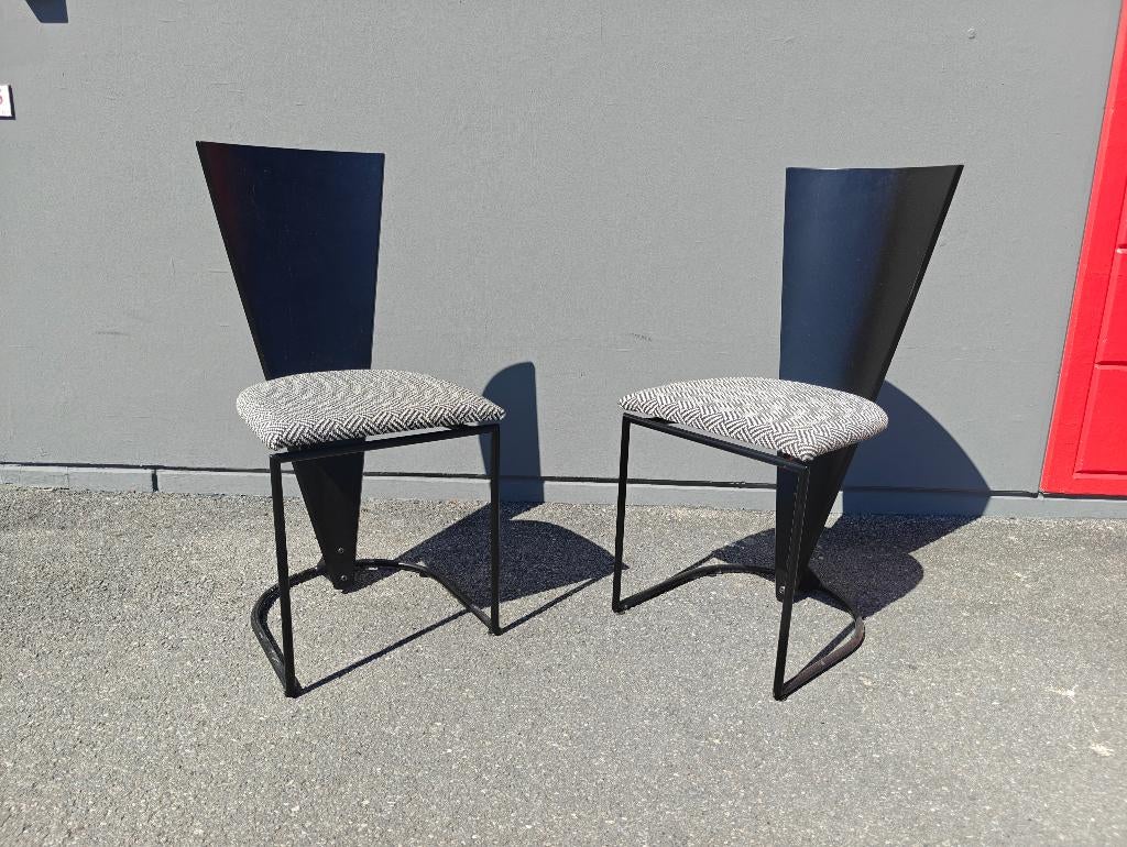 Vintage Harvink Zino Eetkamerstoelen - 6 stuks - Topstaat!, Huis en Inrichting, Stoelen, Ophalen, Zwart, Vintage - 1980's - postmodern - modernist -