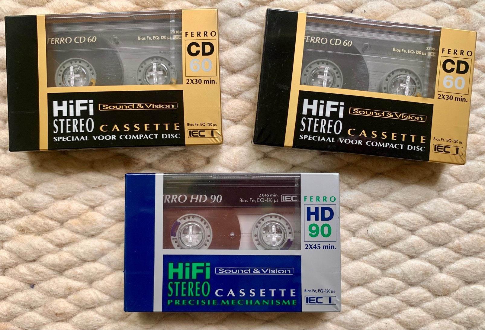 Schaars 3 NOS Sound & Vision Ferro CD60 HD90 cassettebandjes, 2 t/m 25 bandjes, Ophalen of Verzenden, Nvt, Nieuw in verpakking