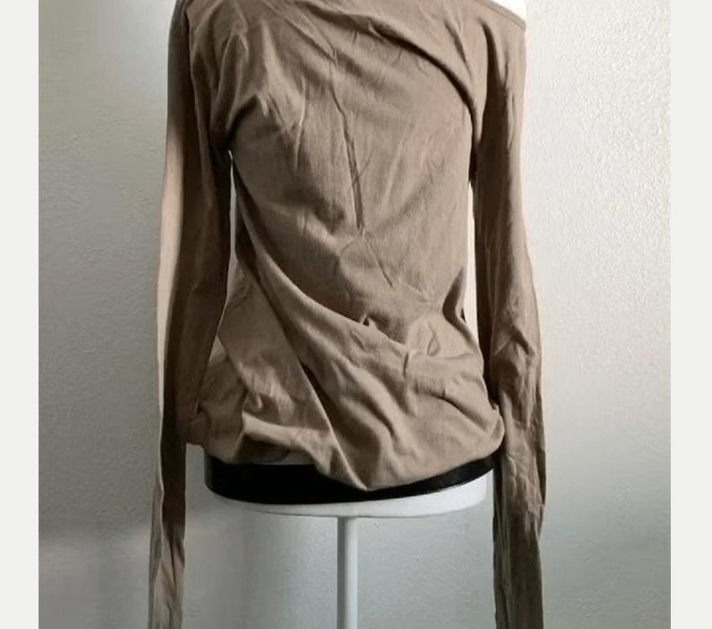 Vintage longsleeve shirt met skulls afbeelding - Donkerbruin, Ophalen of Verzenden, Nieuw, Maat 56/58 (XL), Bruin