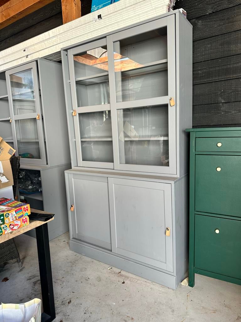 2 Stuks IKEA buffetkast HAVSTA grijs met lederen greepjes, Ophalen, Gebruikt, 100 tot 150 cm, 25 tot 50 cm