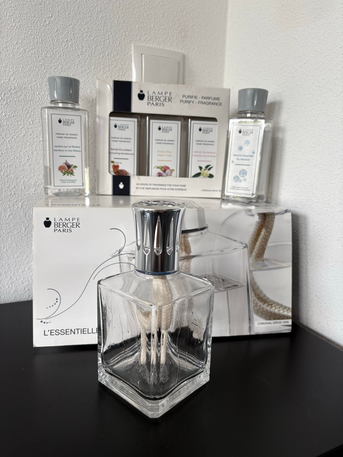 Lampe Berger Set L'Essentielle met 5 navullingen, Ophalen of Verzenden, Nieuw, Glas, Modern