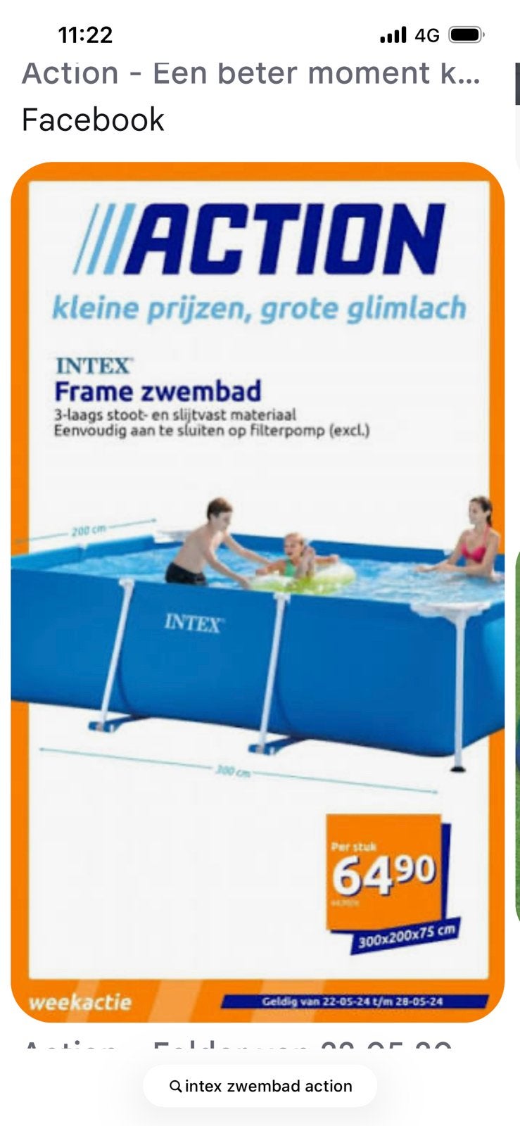 Intex zwembad, Tuin en Terras, Ophalen, Minder dan 80 cm, Zo goed als nieuw, Opzetzwembad