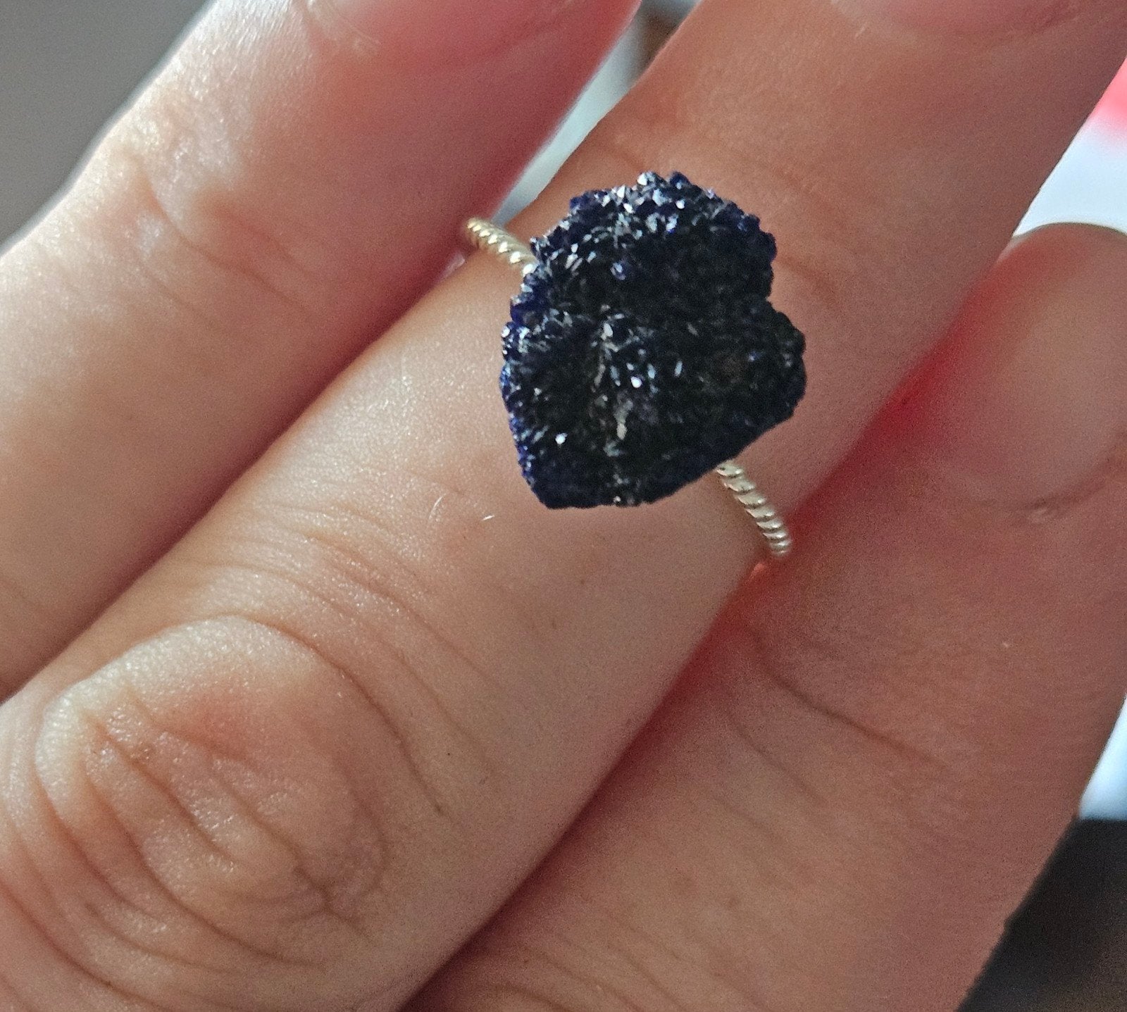 Zilver 925 Ring met Azuriet en Malachiet, Blauw, Nieuw, Ophalen of Verzenden, 17 tot 18