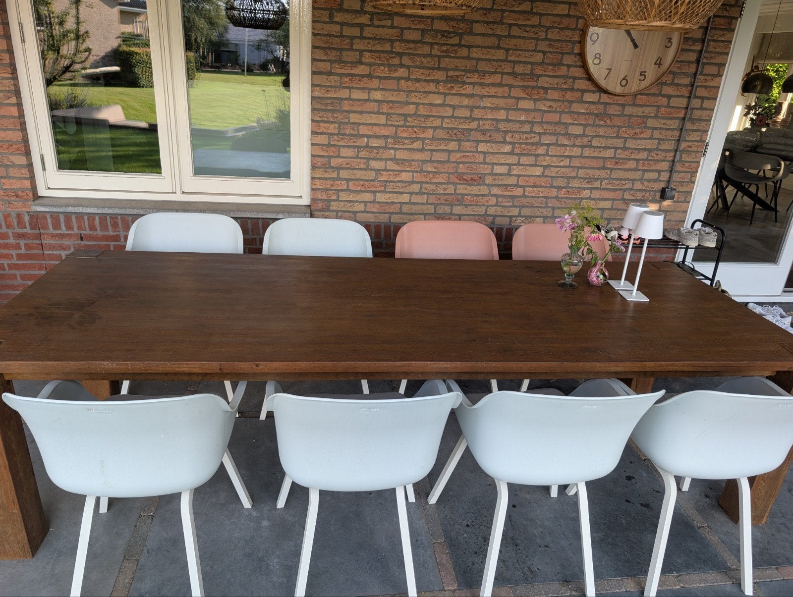Grote houten tafel - 280 x 90 cm, Ophalen, Gebruikt, 200 cm of meer, 50 tot 100 cm