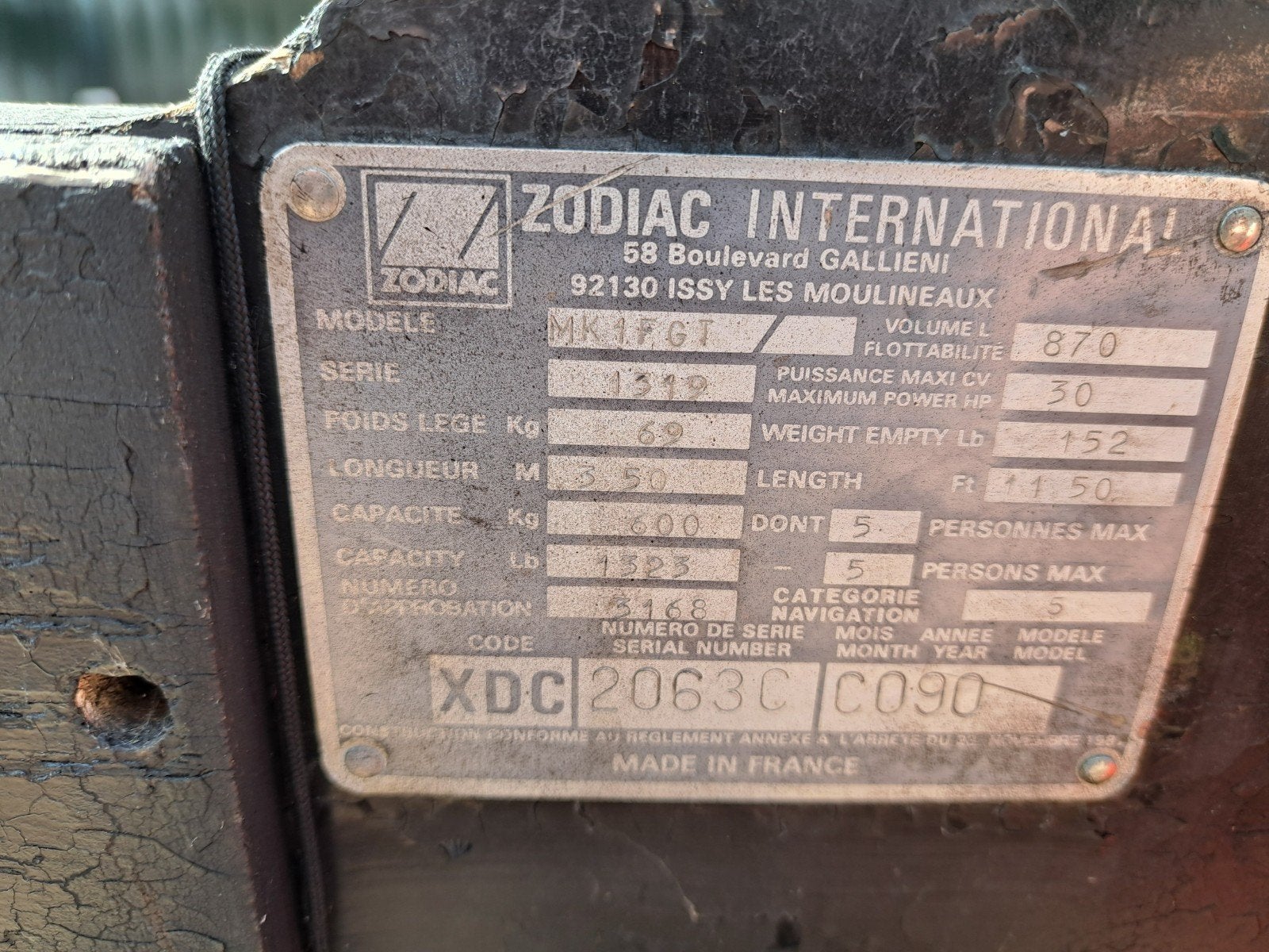 Zodiac MK17GT rubberboot met aluminium bodem, Ophalen, Gebruikt