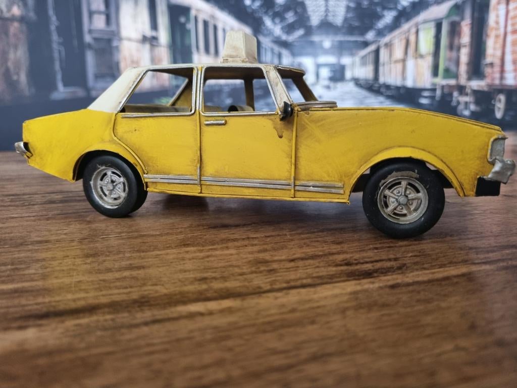 Vintage Gele Taxi Modelauto - Decoratief Item, Verzamelen, Ophalen of Verzenden, Gebruikt