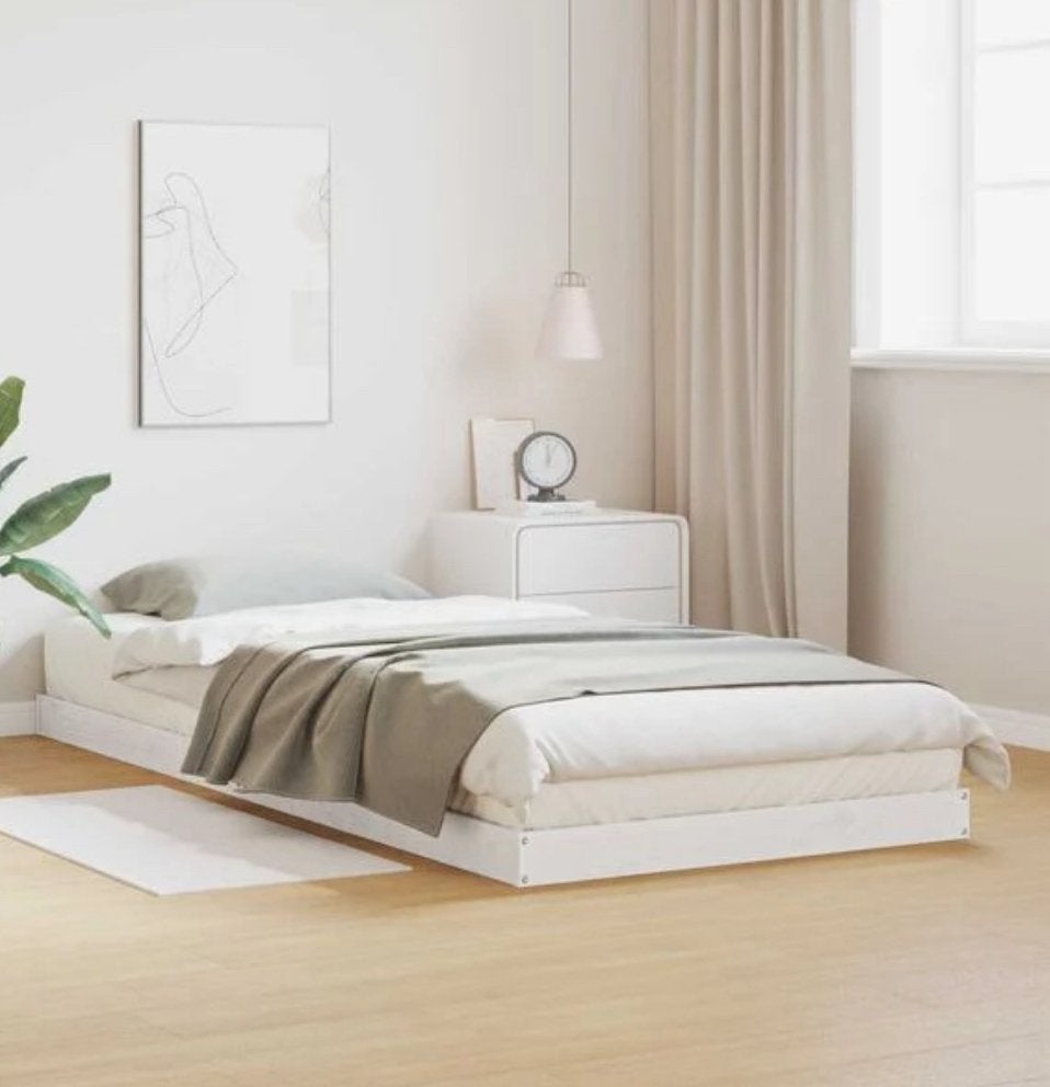 2x VidaXL vloerbedframe grenenhout – 90x220 cm – NIEUW, Ophalen, 90 cm, Eenpersoons, Wit