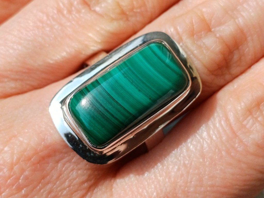 Vanoli 925 zilveren ring met malachiet maat 19,75, Daiva1973@hotmail.com, Vanoli, 19 tot 20, Amsterdam