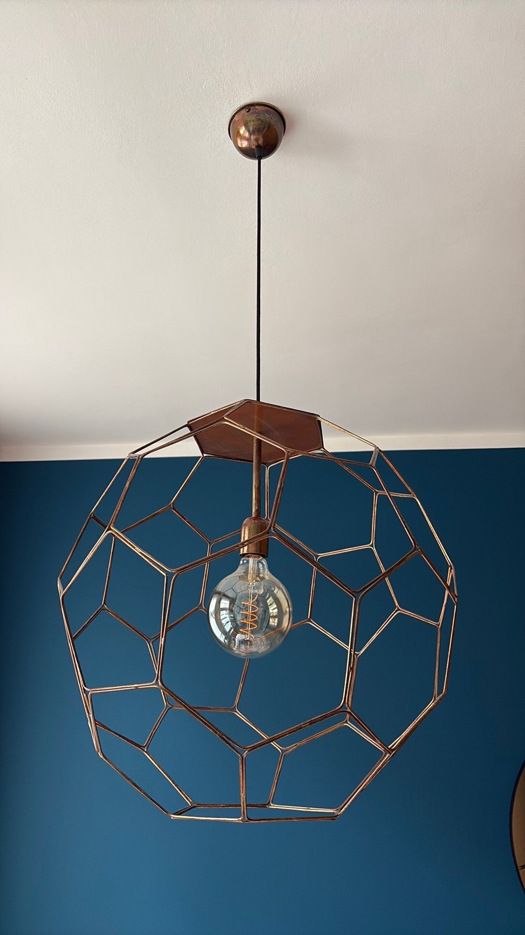 Hanglamp Marakesh van koper draadijzer, Ophalen, Zo goed als nieuw, Metaal, E27 (groot)