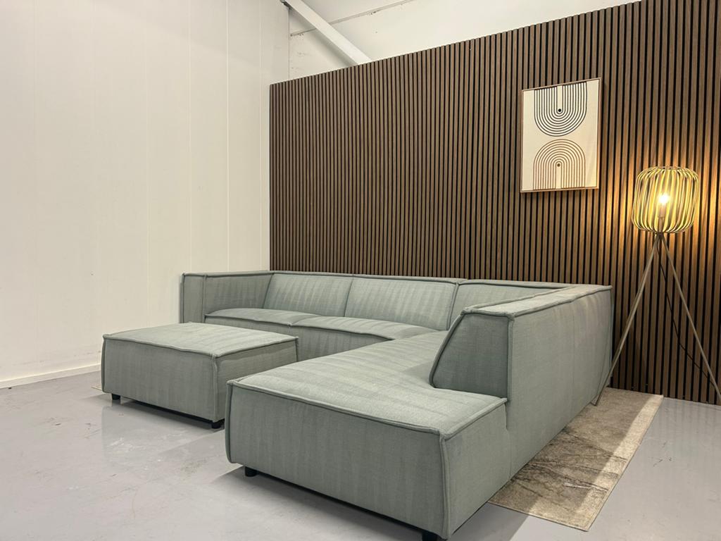 By Sidde - Hoekbank - Chinios Green - Hocker - Nette Staat, Ophalen of Verzenden, Zo goed als nieuw, 150 cm of meer, Vierpersoons of meer