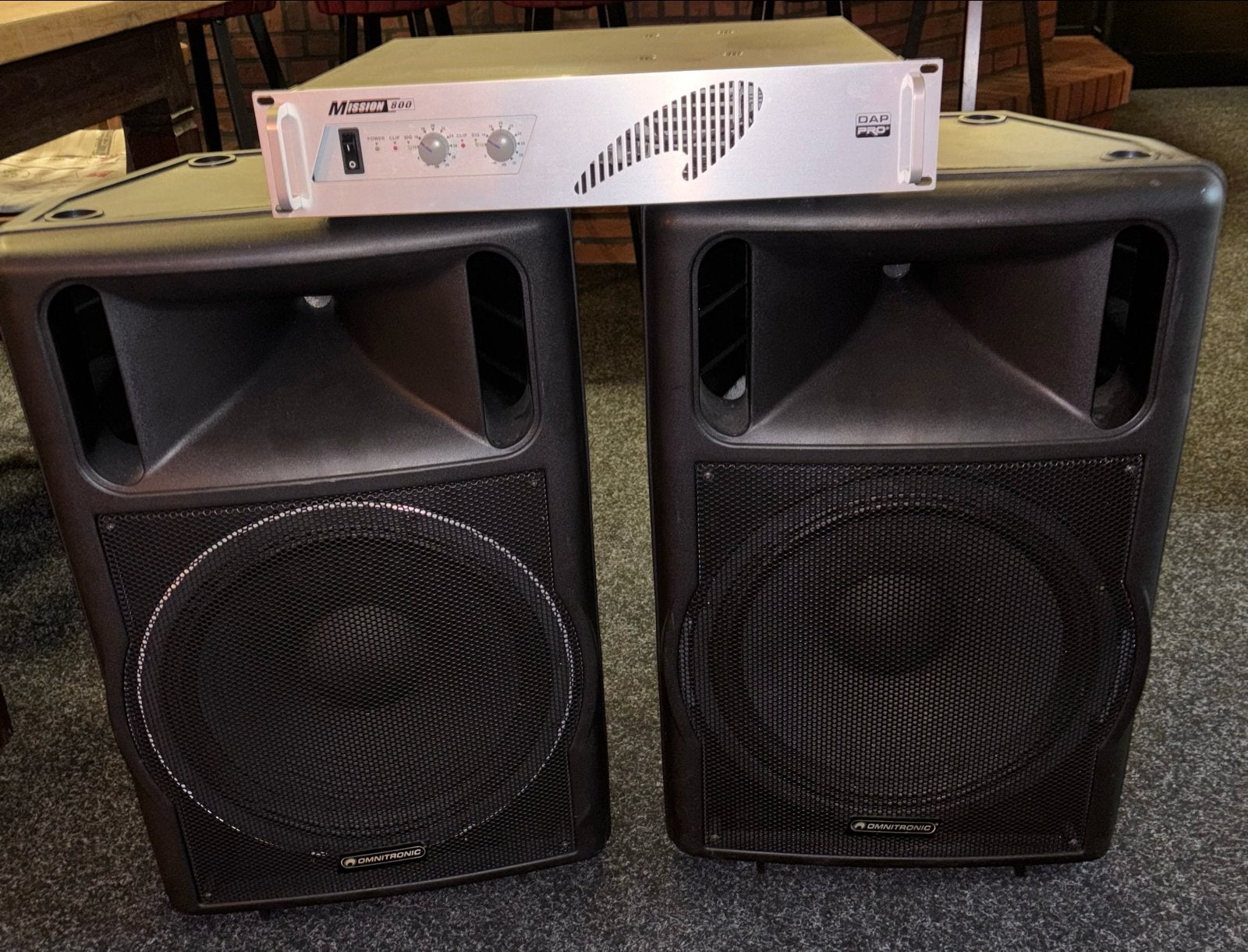 Omnitronic KPX-215 PA Speakerset met DAP Audio versterker, Audio, Tv en Foto, Luidsprekers, Gebruikt, Inclusief kabels, Speakerset