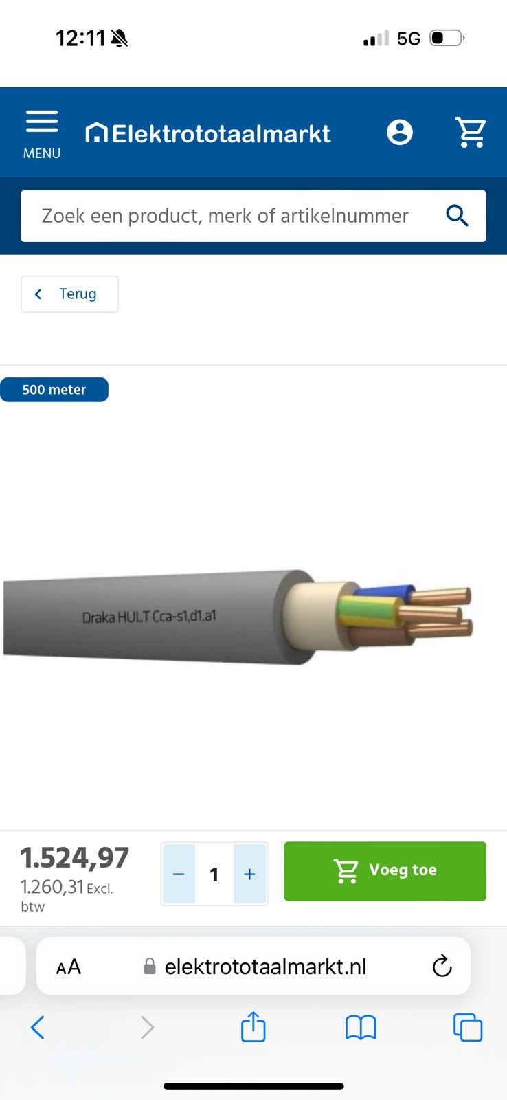 3x2.5 5x2.5  draka stroom kabel, Ophalen of Verzenden, Zo goed als nieuw, Kabel of Snoer