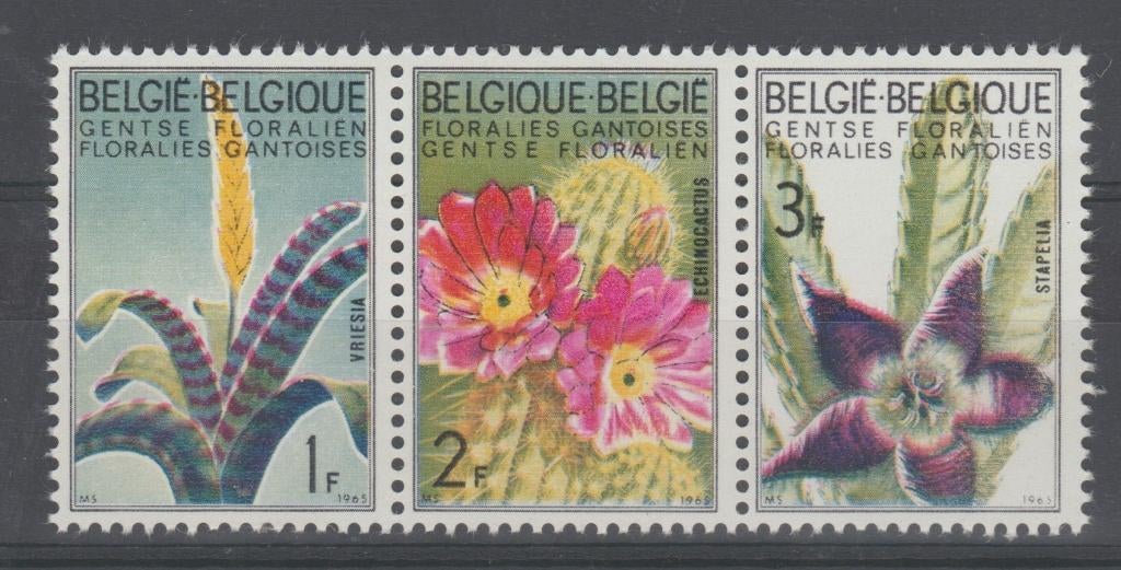 België 1965 Gentse Floraliën III - bloemen strip **, Orginele gom, Ophalen of Verzenden, Postfris, Postfris