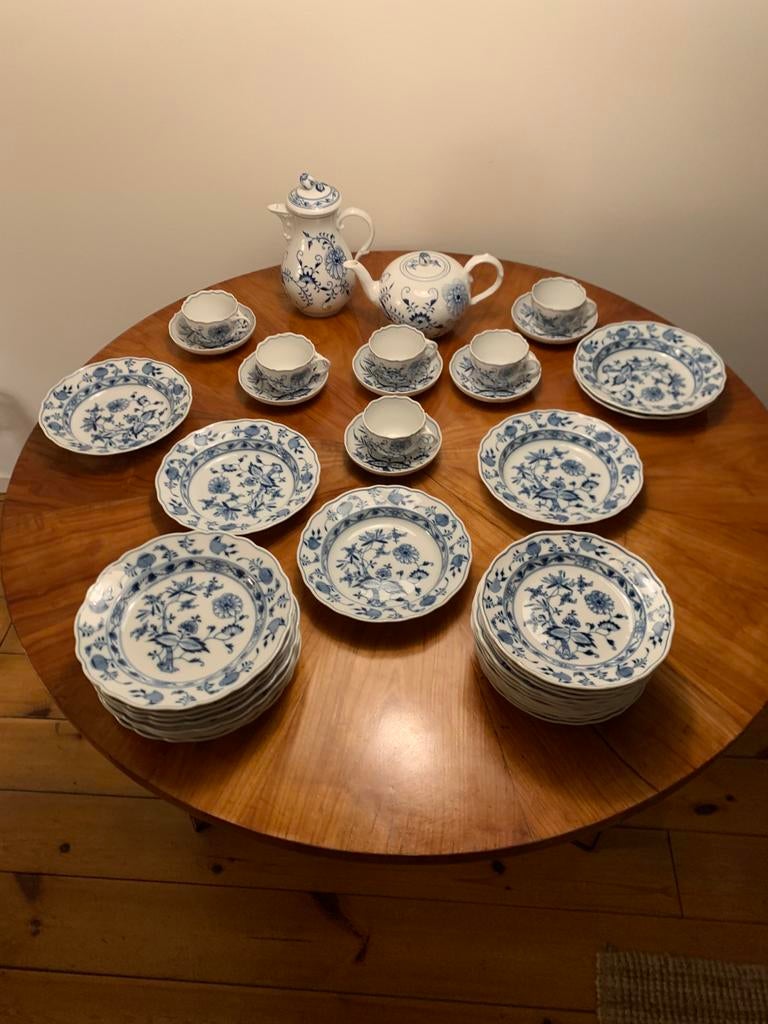 Meissen Zwiebelmuster 40-delig koffie-, thee- en serviesset, Ophalen of Verzenden
