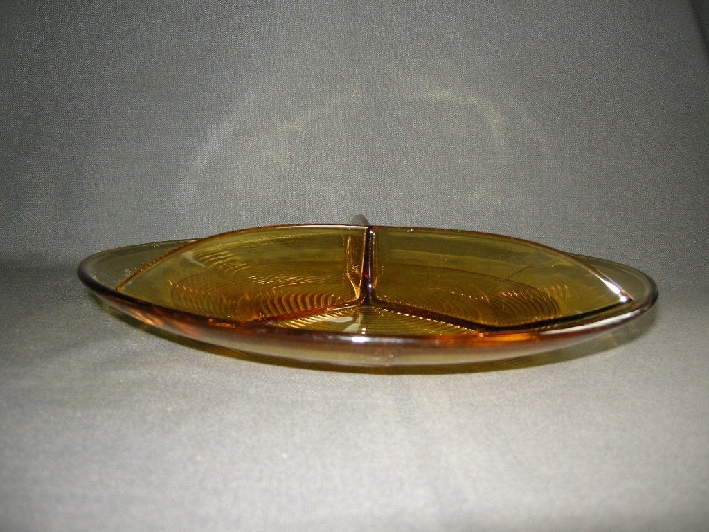 glas - kristal geel, 3-vakschaal, Antiek en Kunst, Antiek | Glas en Kristal, Ophalen of Verzenden