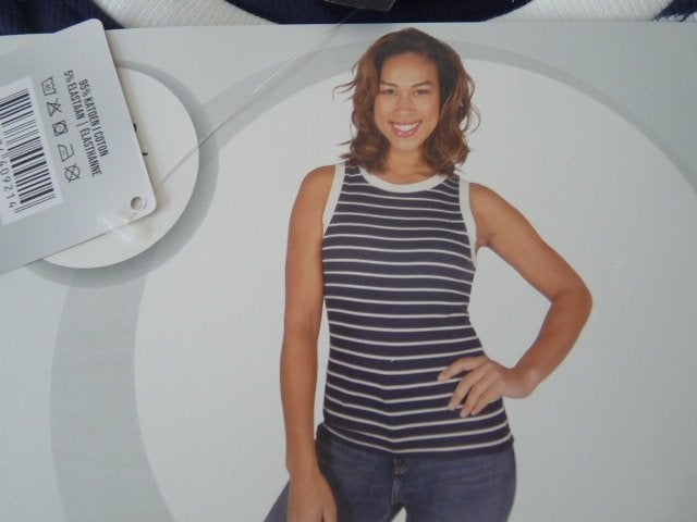 navy stijl blauw witte open top, mt L 40-42 Nieuw, Kleding | Dames, Blauw, Maat 42/44 (L), Ophalen of Verzenden, Zonder mouw