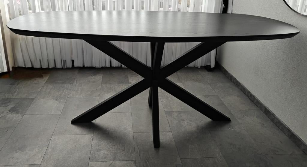 Zwarte Eet en salontafel set van Melamine, Huis en Inrichting, Tafels | Eettafels, Zo goed als nieuw, 150 tot 200 cm, Ovaal, Ophalen
