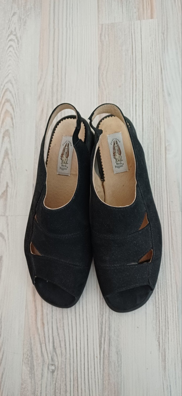 zwarte lederen hush puppies sandalen maat 39, Zwart, Zo goed als nieuw, Hush Puppies, Sandalen of Muiltjes