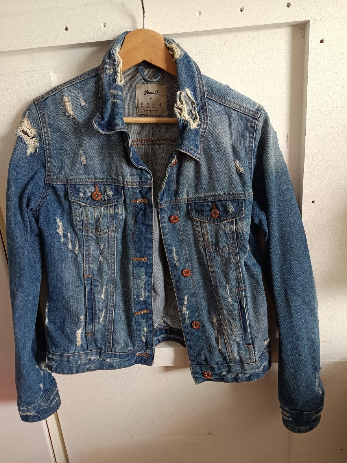 spijkerjas tussenjas, Blauw, Ophalen of Verzenden, Maat 36 (S), Gedragen