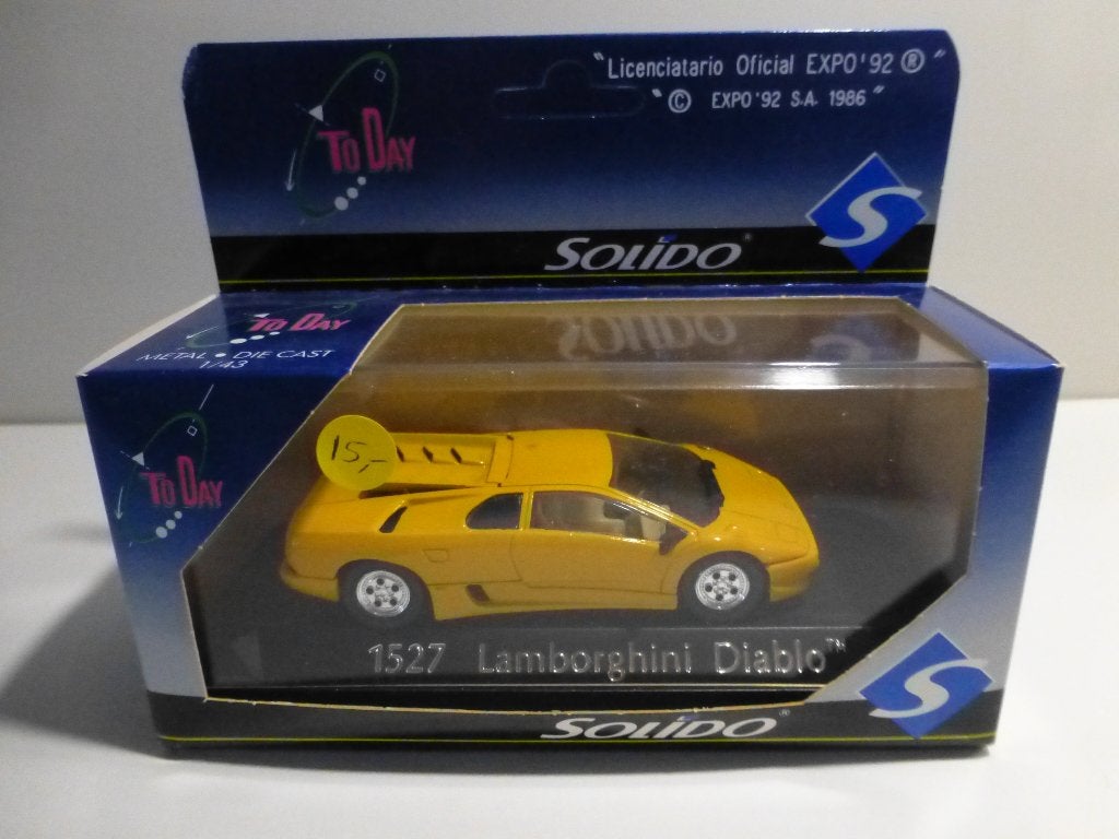 Solido 1527 Lamborghini Diablo geel, Ophalen of Verzenden, Zo goed als nieuw, Auto, Solido