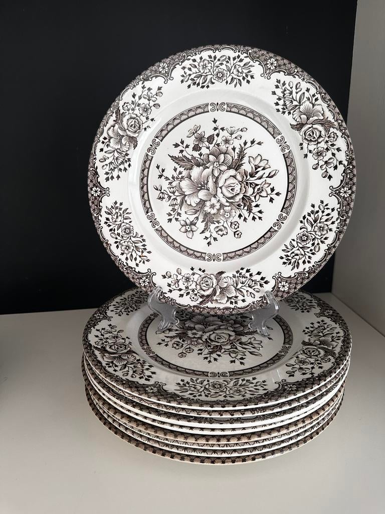 5 Vintage Engelse dinerborden Kew Gardens –English Tableware, Ophalen of Verzenden