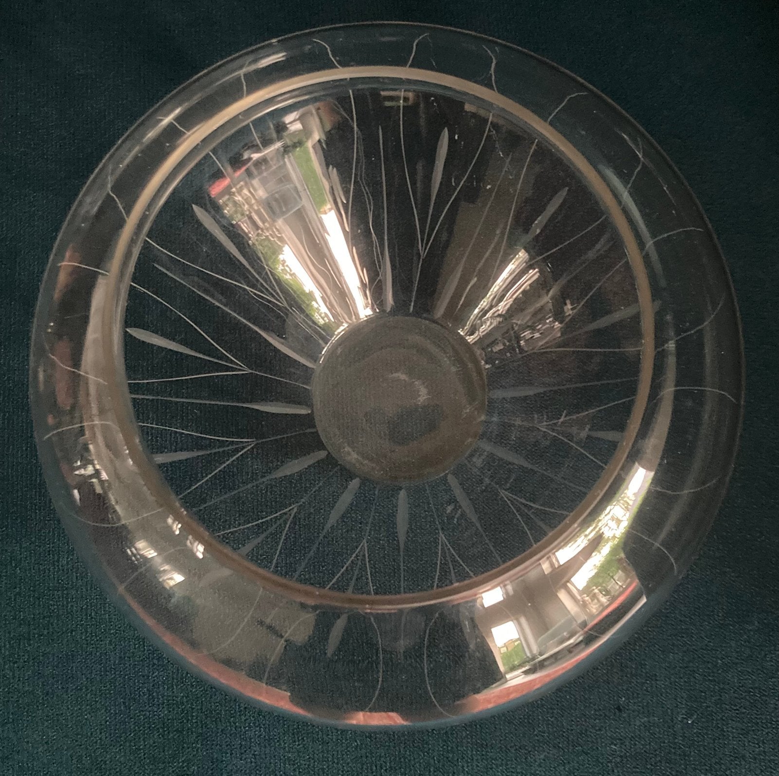 Art Deco glazen vaas met geslepen lijnen, Ophalen