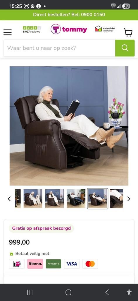 Luxe Massagestoel met Sta-op en Infrarood functie, Huis en Inrichting, Stoelen, Bruin, Modern, Comfort, Leer, Ophalen of Verzenden