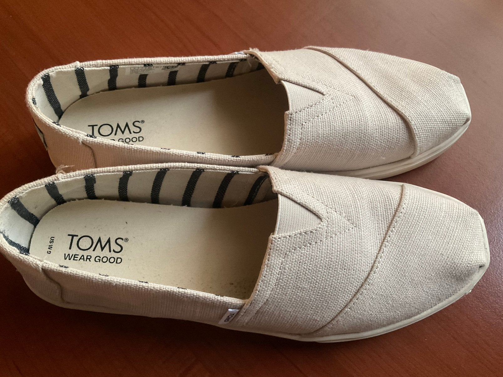 TOM’S naturel espadrilles linnen zgan, Kleding | Dames, Ophalen of Verzenden, Zo goed als nieuw, Beige, Espadrilles of Moccasins