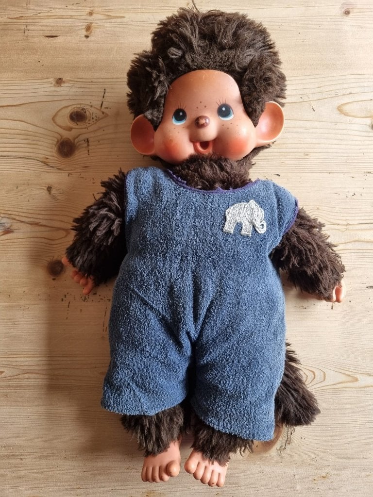 Vintage grote Monchichi aap (jaren 70/80), 50 cm lang, Verzamelen, Ophalen of Verzenden, Gebruikt