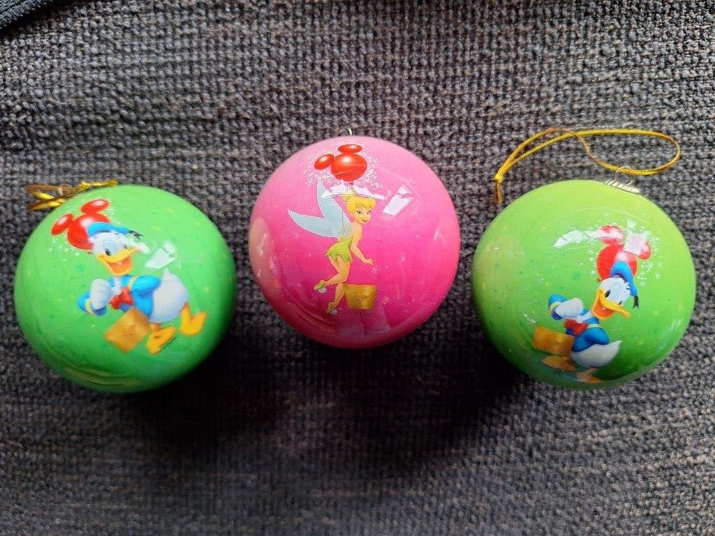DISNEY kerstballen 3 stuks, Ophalen of Verzenden, Mickey Mouse, Zo goed als nieuw, Beeldje of Figuurtje