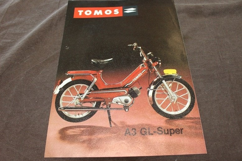 Tomos A3 GL Super bromfiets verkoop folder, Fietsen en Brommers, Handleidingen en Instructieboekjes, Ophalen of Verzenden, Gebruikt