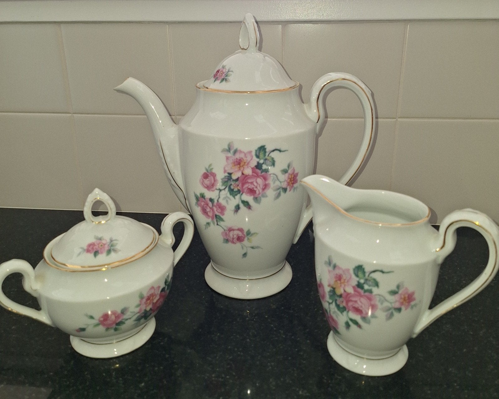 Vintage Schönwald Bavaria Koffie/Theeservies met Rozen, Antiek en Kunst, Ophalen
