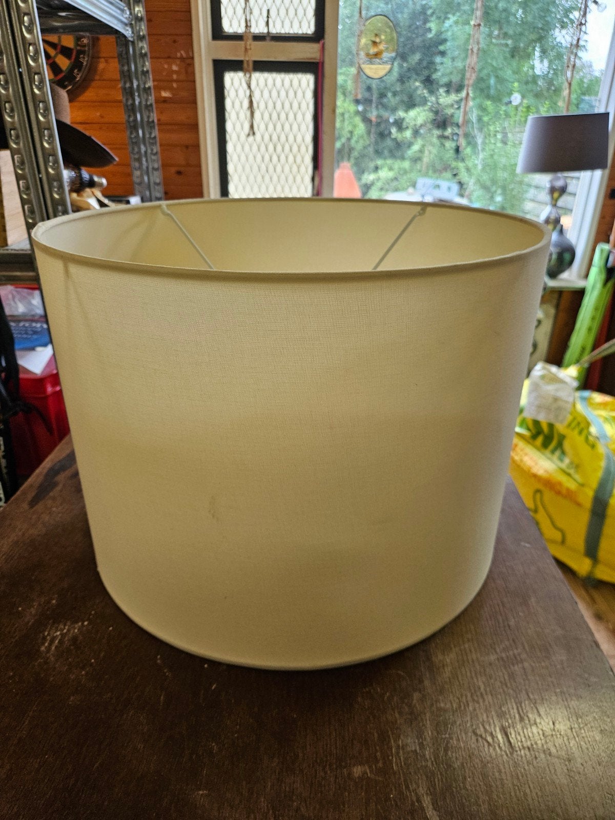 Crèmekleurige lampenkap - Ø45cm, H33cm, Gebruikt, Rond, Ophalen of Verzenden, Textiel