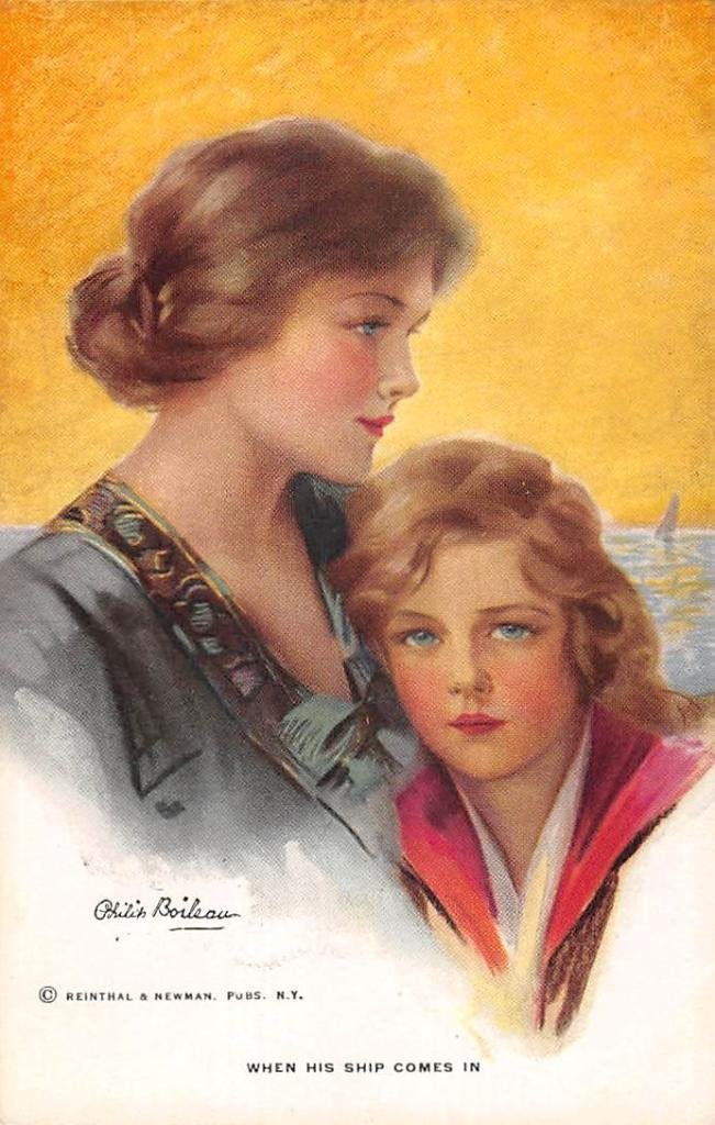 Fantasie When his ship comes in Illustrator Philip Boileau, Ophalen of Verzenden, Voor 1920, Ongelopen, Overige thema's