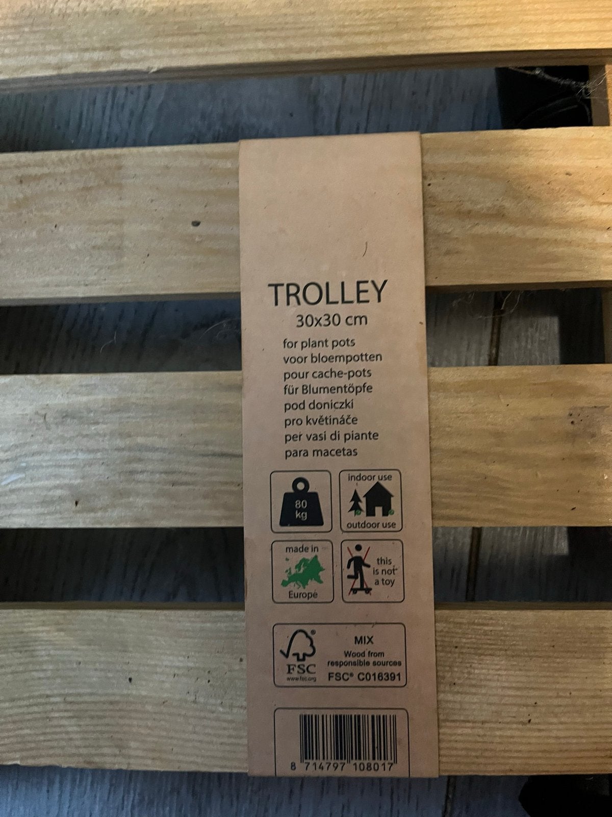 Houten plantentrolley voor binnen en buiten, 30x30cm, Ophalen, Minder dan 30 cm, Minder dan 60 cm, Vierkant