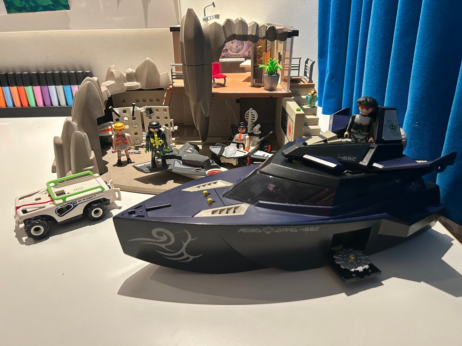 Playmobil Top Agents Hoofdkwartier (4875) & Boot (4882), Ophalen, Gebruikt, Gebouw, Complete set