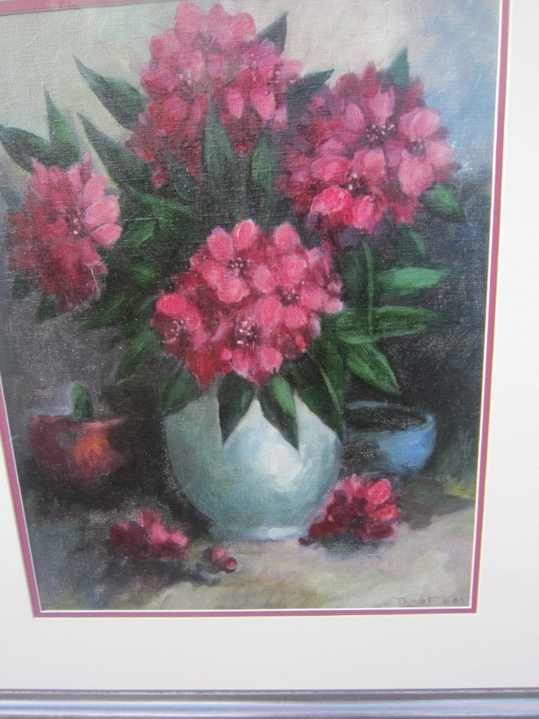 Theo v/d Poel, Pracht Grote Aquarel Vaas met Bloemen, Antiek en Kunst, Ophalen of Verzenden, Expressionistisch, Aquarel, Bloemen