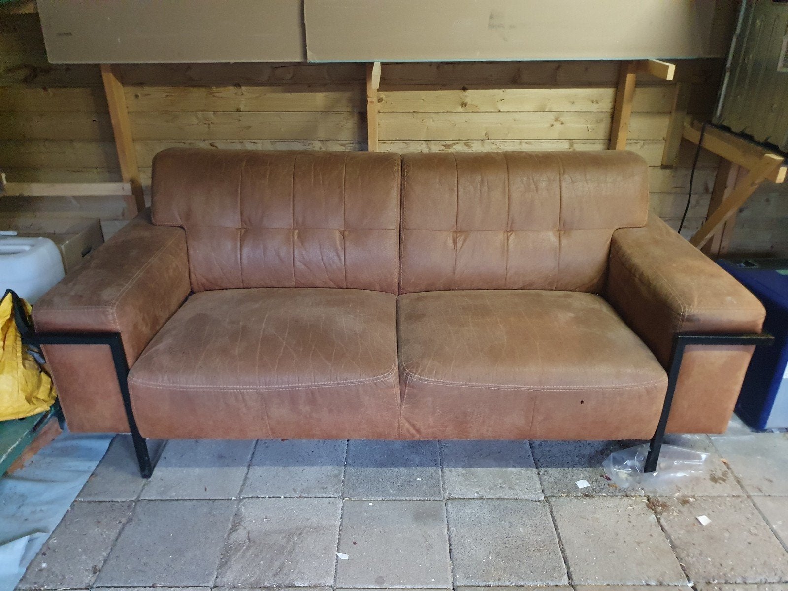 Stoere industriële Bank, Ophalen, Gebruikt, 75 tot 100 cm, 200 tot 250 cm