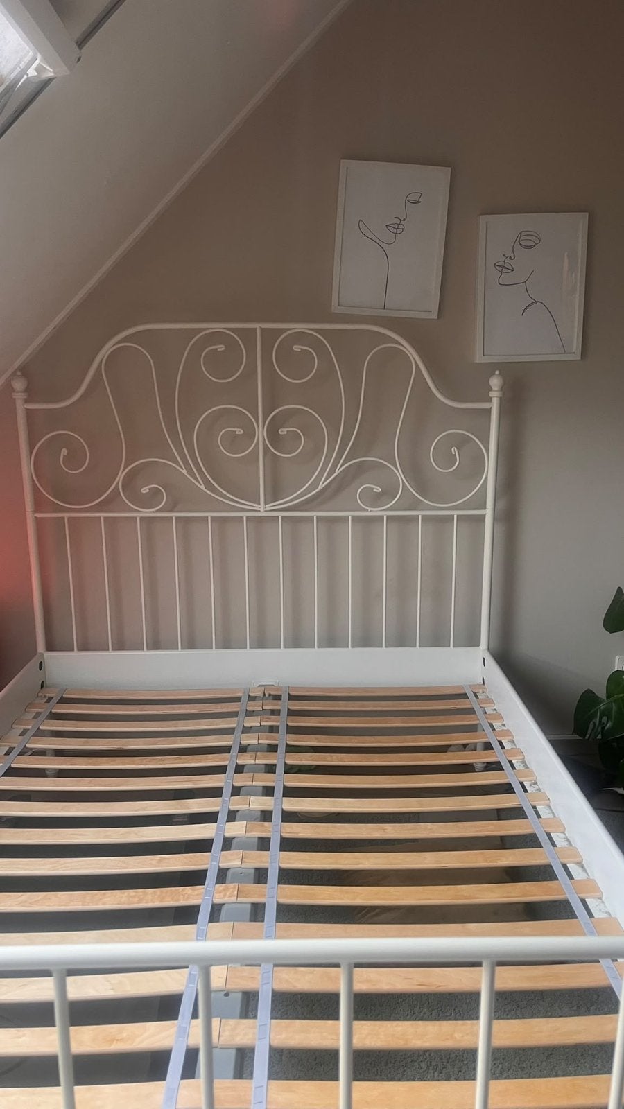 IKEA tweepersoons Prinsessenbed met Lattenbodem, Ophalen, Gebruikt, Wit, Tweepersoons