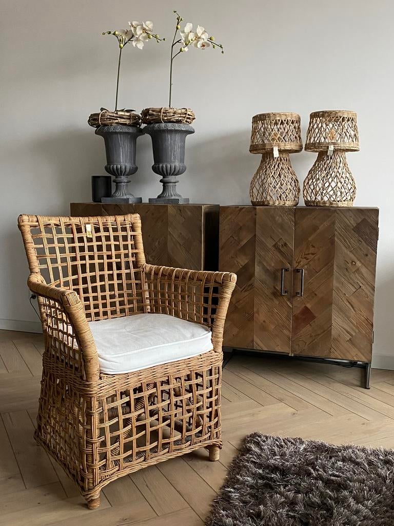 Riviera Maison rattan stoel zo goed als nieuw, Ophalen, Bruin, Riet of Rotan, Zo goed als nieuw