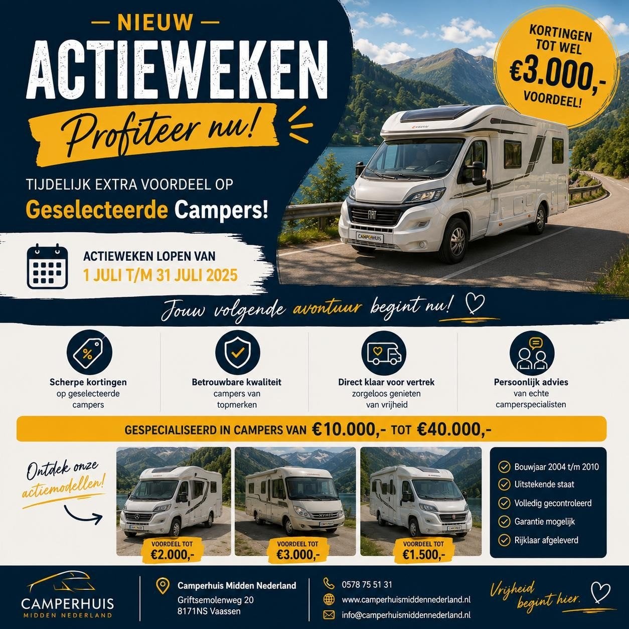 Actieweken Bij Camperhuis Midden Nederland! Van 1t/m31 Juli, Bedrijf, Integraal
