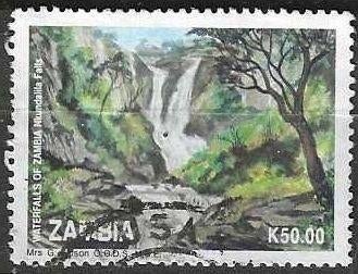 Zambia 1993 - Yvert 574 - Waterval van Nkundalila - 50k (ST), Postzegels en Munten, Postzegels | Afrika, Verzenden, Zambia, Gestempeld