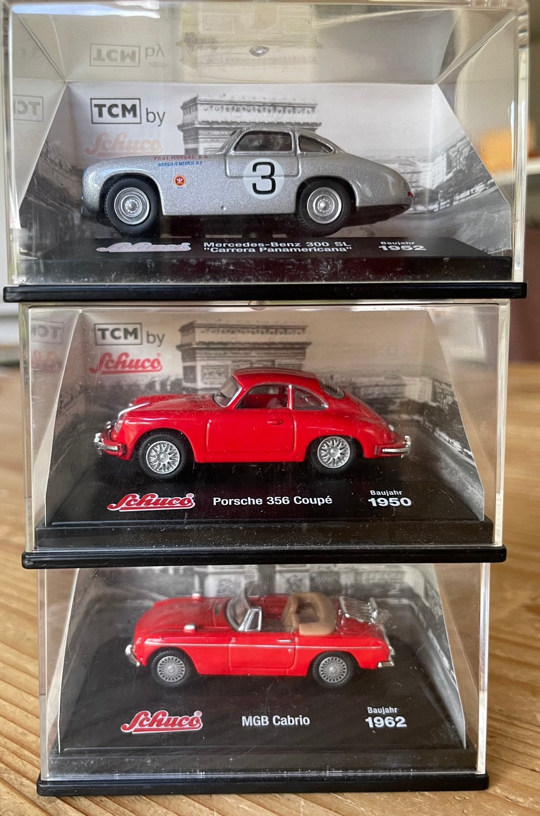 3 Schuco sportwagens: Mercedes, MGB Cabrio, Porsche, Overige merken, Ophalen of Verzenden, Zo goed als nieuw, Schuco
