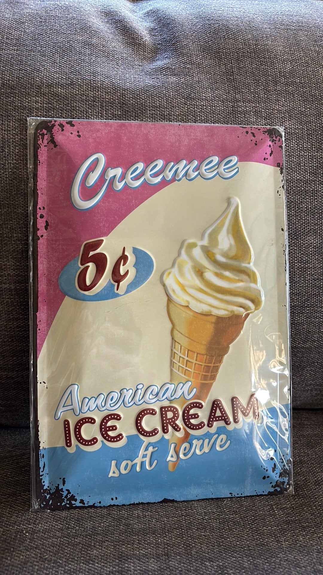 Nostalgic Art - American Ice Cream reclamebordje 20x30 cm, Ophalen of Verzenden, Nieuw, Reclamebord
