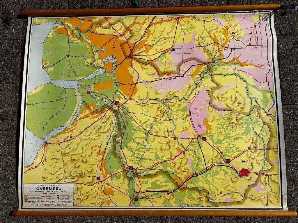 Overijssel, Antiek en Kunst, Antiek | Schoolplaten, Ophalen of Verzenden, Aardrijkskunde
