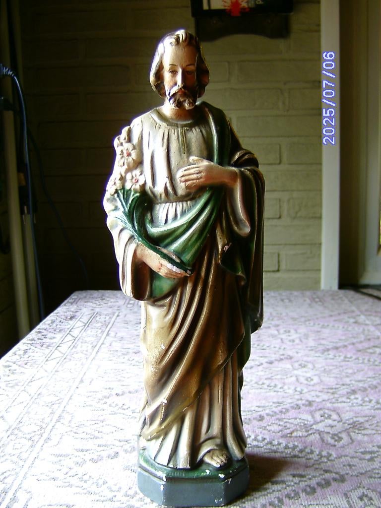 gips beeld Jezus curiosa brocante vintage 35 cm, Ophalen of Verzenden, Gebruikt, Beeld(je), Christendom | Katholiek