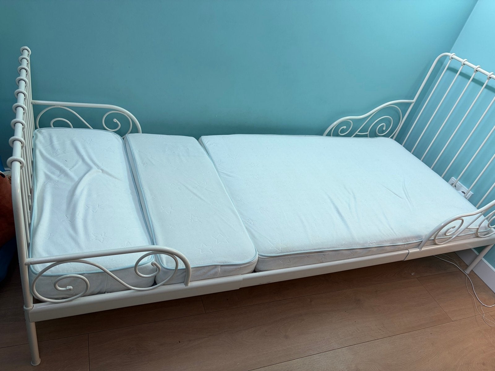 Uitschuifbaar bed IKEA Minnen wit - 80x200cm, Ophalen, Eenpersoons, Wit, 80 cm